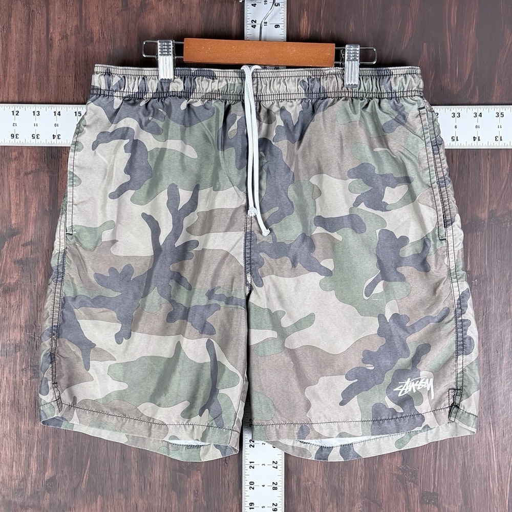 STUSSY Woven CAMO WATER SHORTS 2018 BDU Green‎ Men's Medium Fashion 6" Inseam